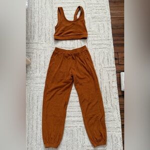 Women's Rust Pants & Crop Top Set Aerie Sz Small